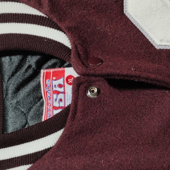 FLASH SALE! RARE! Awards USA Vintage Varsity Wool Leather Bomber Jacket S.XL - Picture 5 of 13